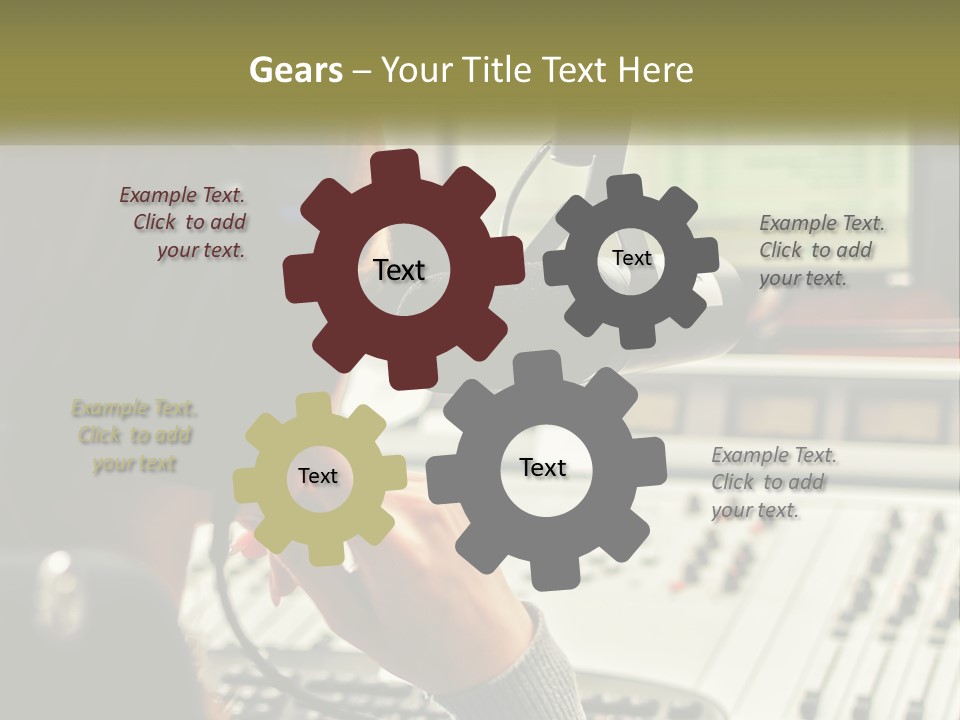 A Woman In A Recording Studio With Headphones On PowerPoint Template