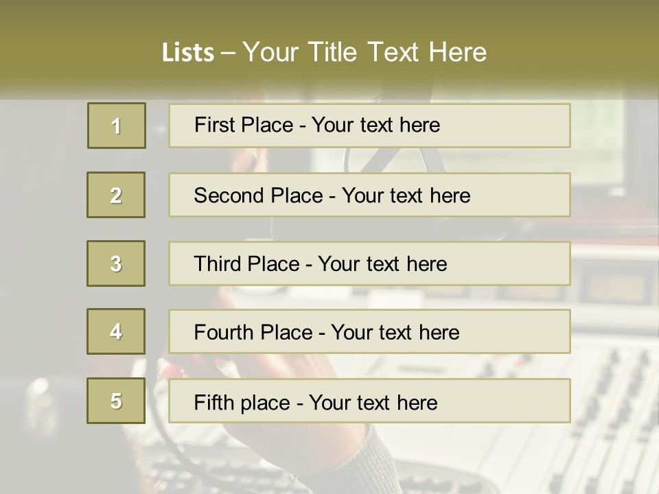 A Woman In A Recording Studio With Headphones On PowerPoint Template