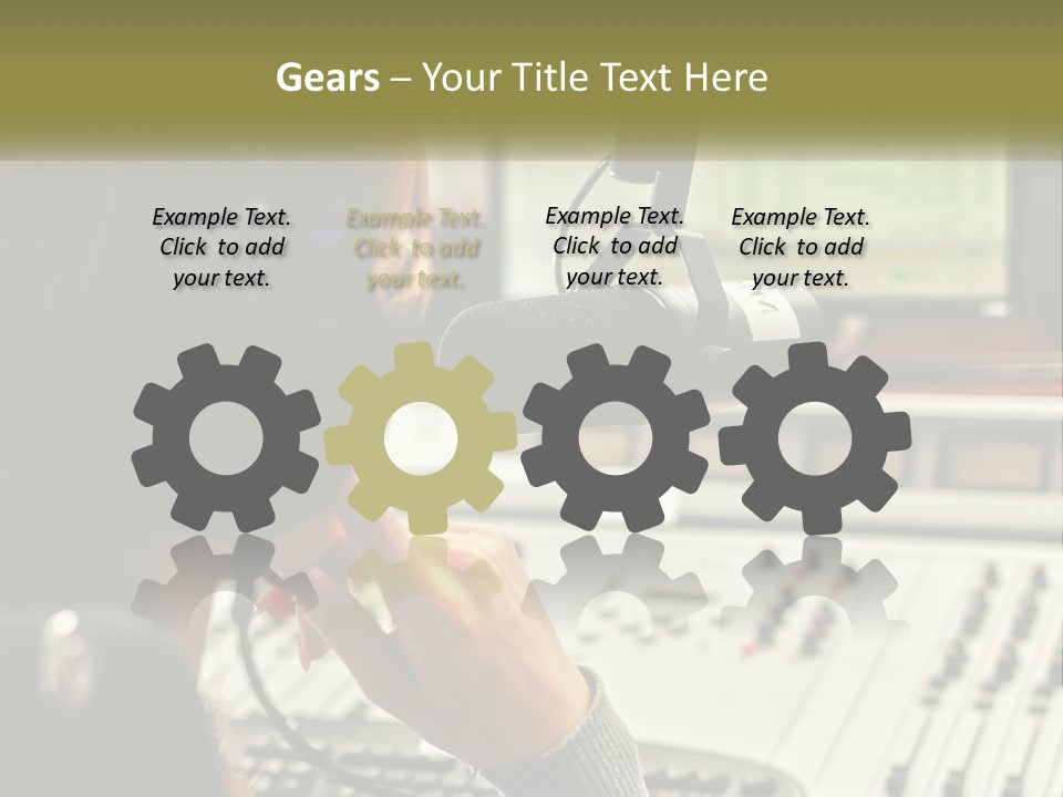 A Woman In A Recording Studio With Headphones On PowerPoint Template