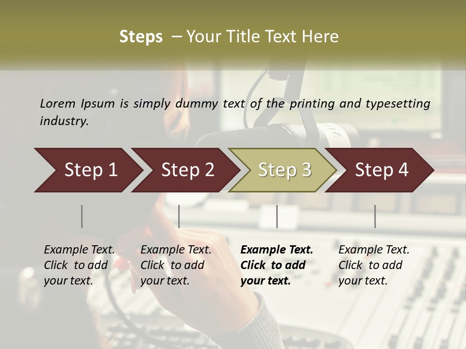 A Woman In A Recording Studio With Headphones On PowerPoint Template