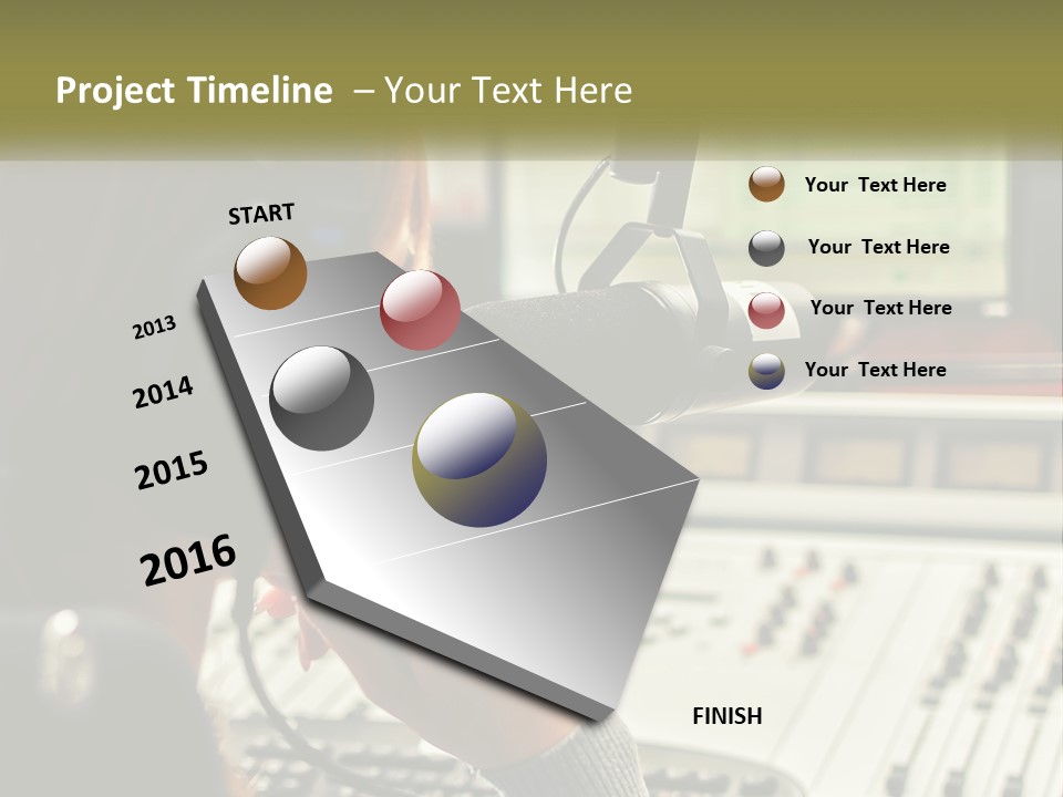 A Woman In A Recording Studio With Headphones On PowerPoint Template