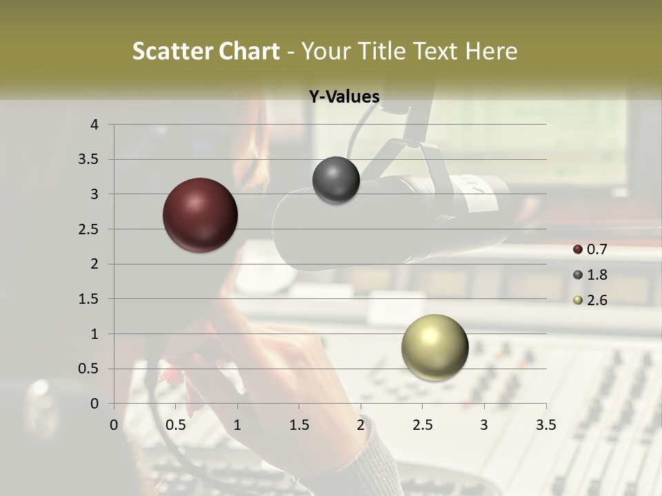 A Woman In A Recording Studio With Headphones On PowerPoint Template