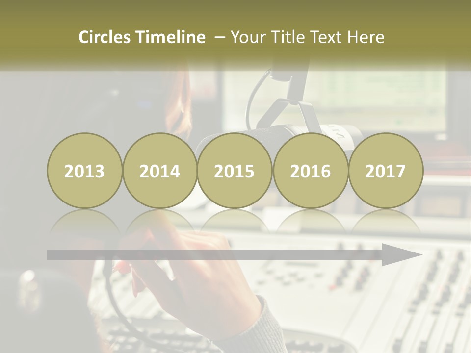 A Woman In A Recording Studio With Headphones On PowerPoint Template