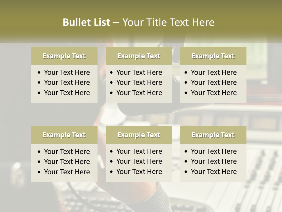 A Woman In A Recording Studio With Headphones On PowerPoint Template