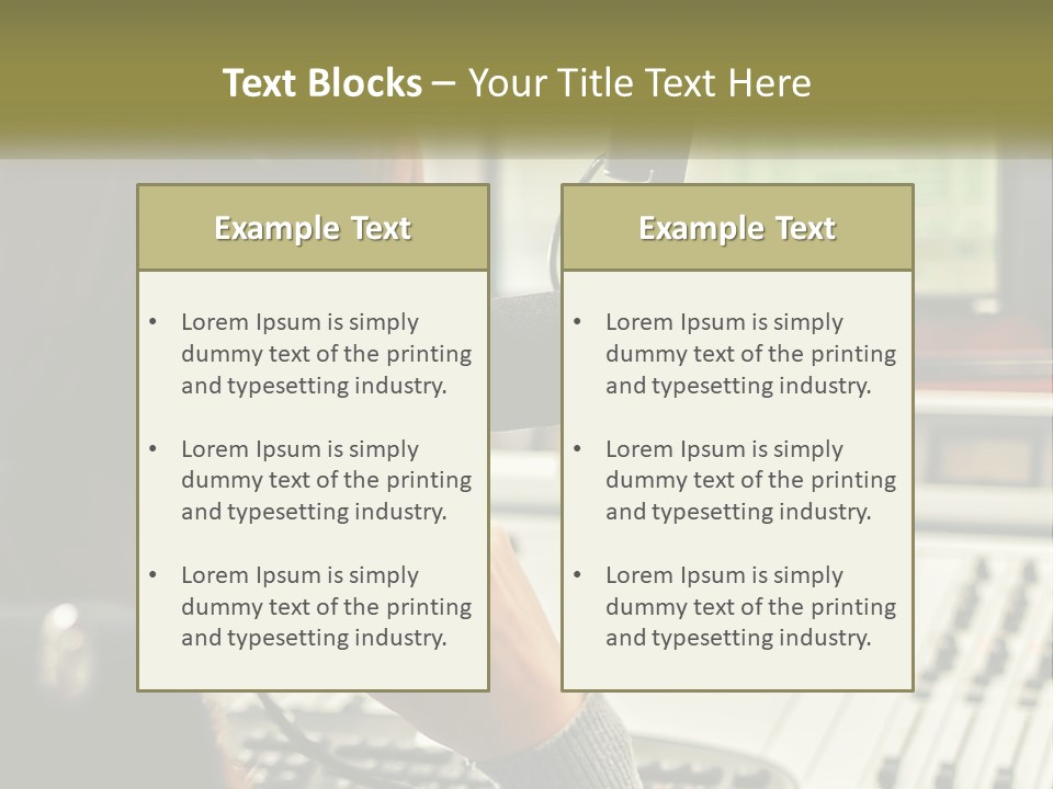 A Woman In A Recording Studio With Headphones On PowerPoint Template