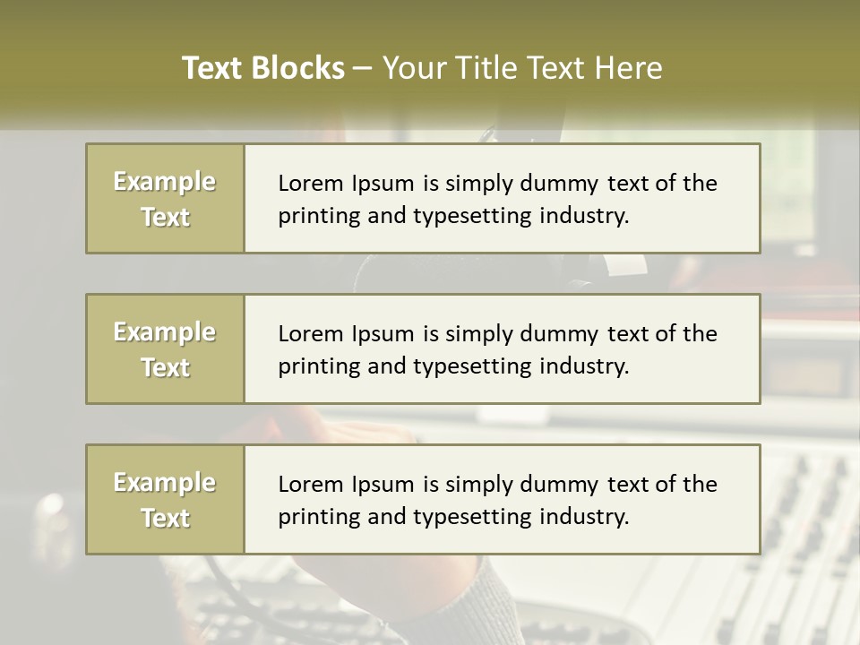 A Woman In A Recording Studio With Headphones On PowerPoint Template