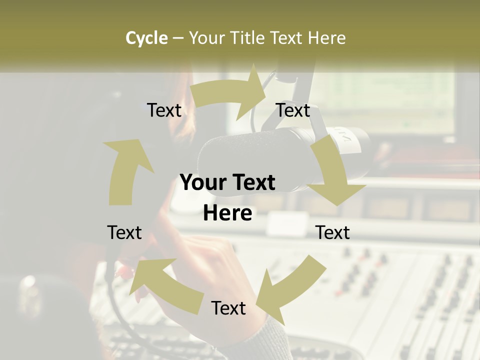 A Woman In A Recording Studio With Headphones On PowerPoint Template