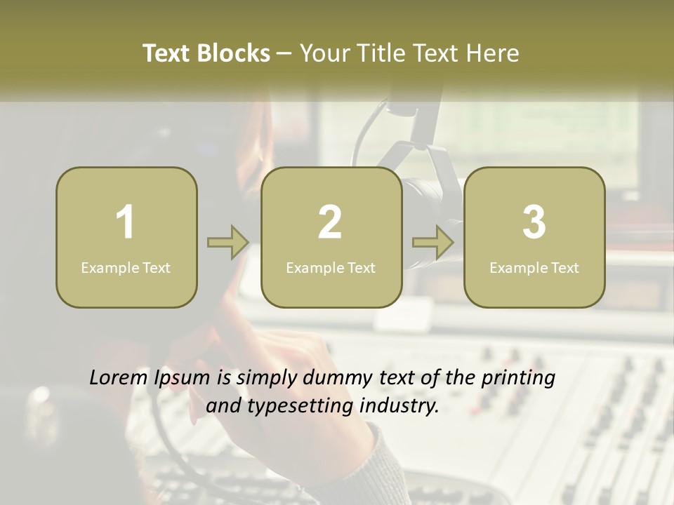 A Woman In A Recording Studio With Headphones On PowerPoint Template