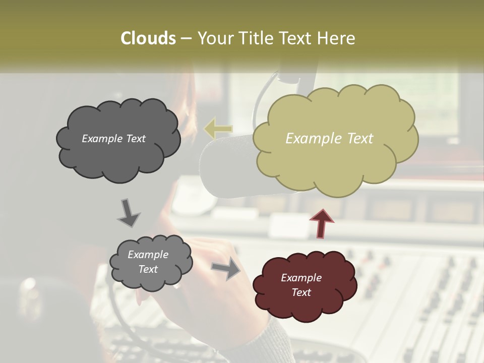 A Woman In A Recording Studio With Headphones On PowerPoint Template