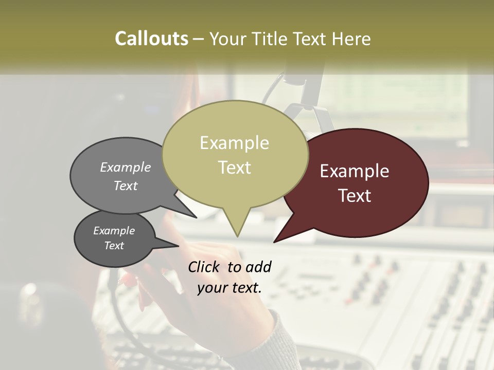 A Woman In A Recording Studio With Headphones On PowerPoint Template