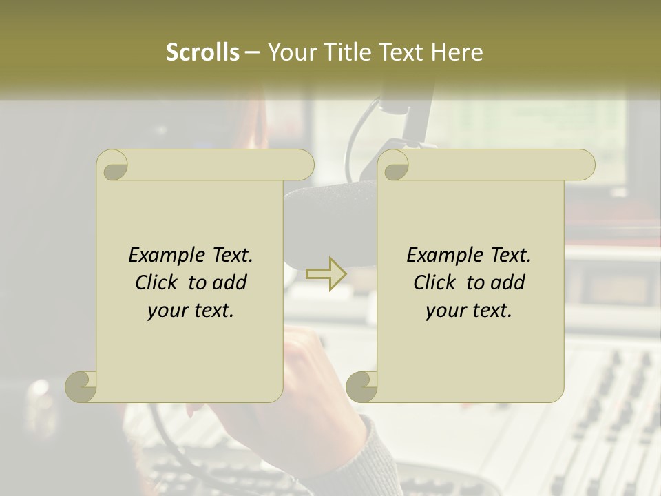 A Woman In A Recording Studio With Headphones On PowerPoint Template