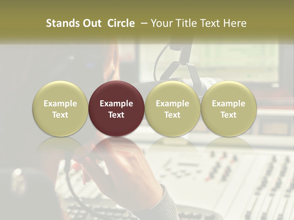 A Woman In A Recording Studio With Headphones On PowerPoint Template