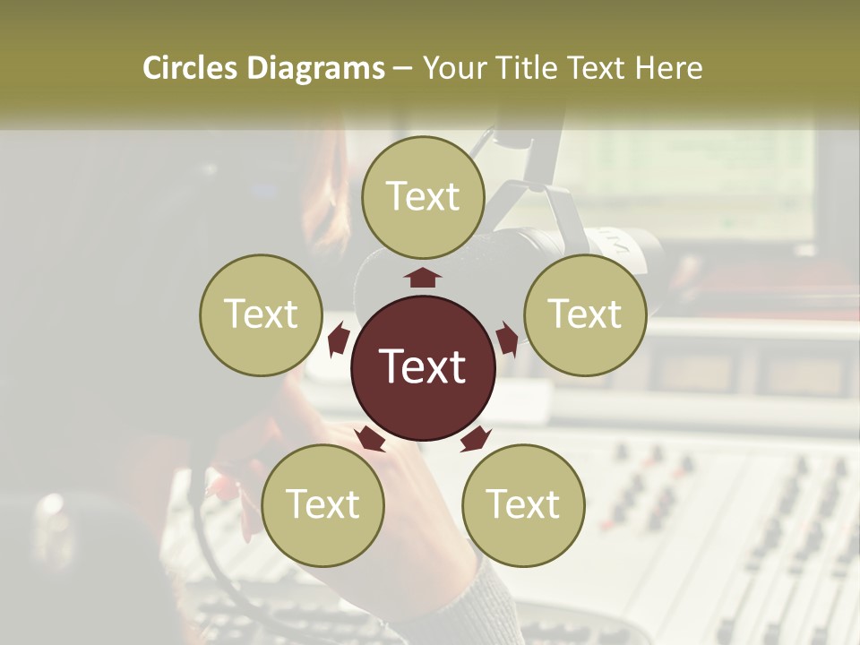 A Woman In A Recording Studio With Headphones On PowerPoint Template