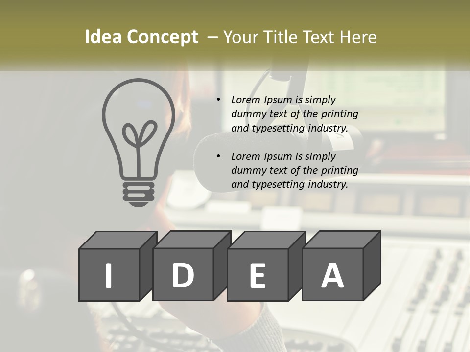 A Woman In A Recording Studio With Headphones On PowerPoint Template