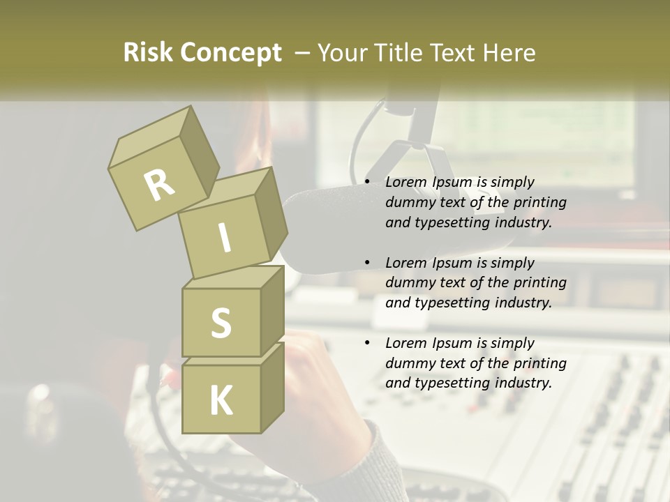 A Woman In A Recording Studio With Headphones On PowerPoint Template