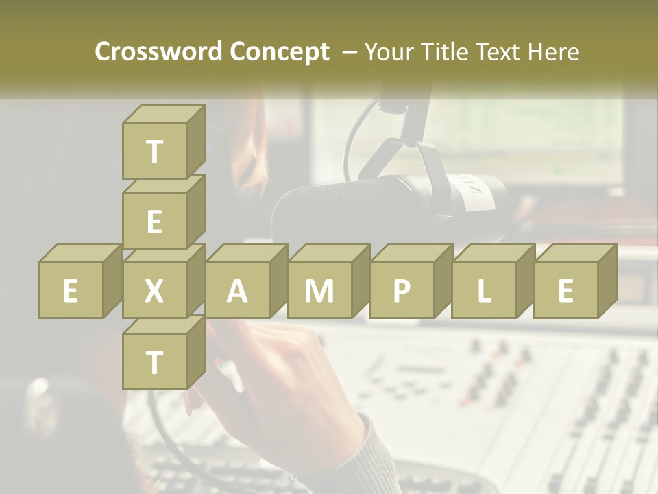 A Woman In A Recording Studio With Headphones On PowerPoint Template