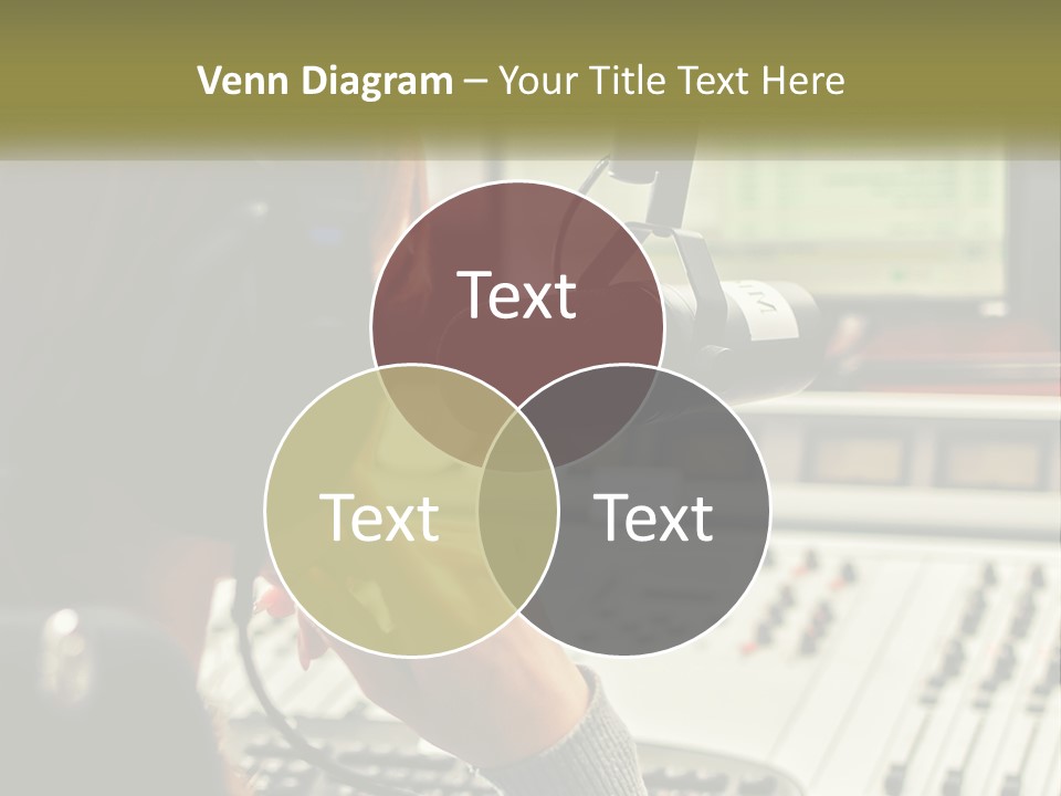 A Woman In A Recording Studio With Headphones On PowerPoint Template