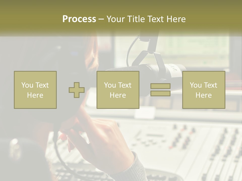 A Woman In A Recording Studio With Headphones On PowerPoint Template