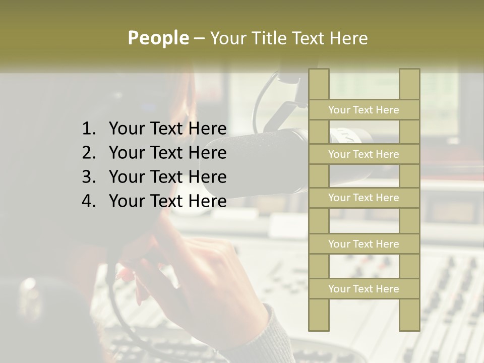 A Woman In A Recording Studio With Headphones On PowerPoint Template