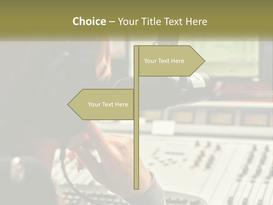 A Woman In A Recording Studio With Headphones On PowerPoint Template