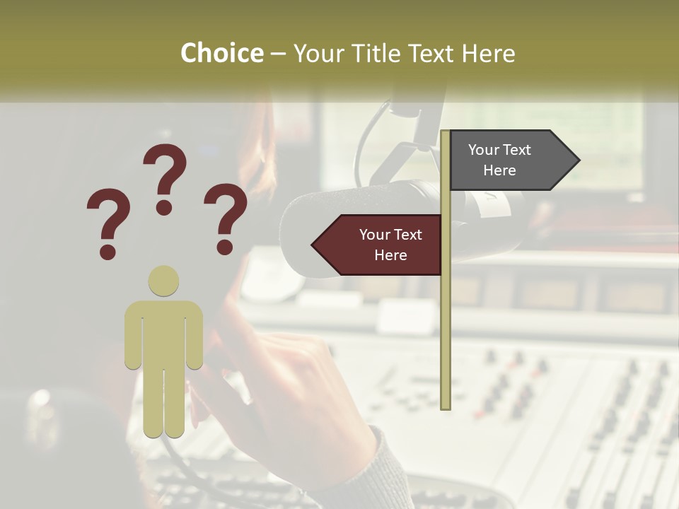 A Woman In A Recording Studio With Headphones On PowerPoint Template