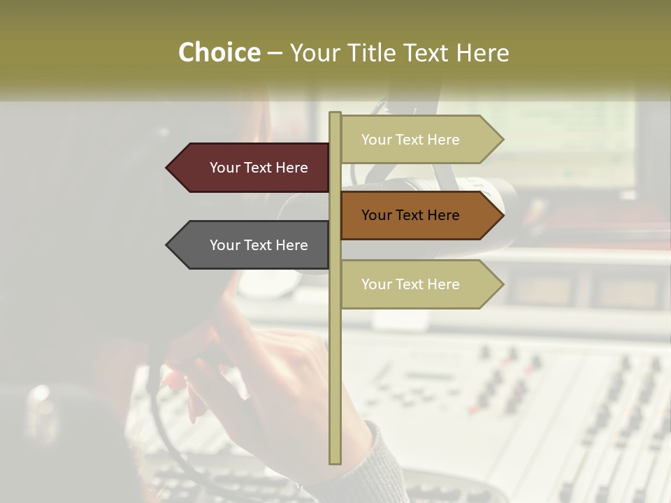 A Woman In A Recording Studio With Headphones On PowerPoint Template