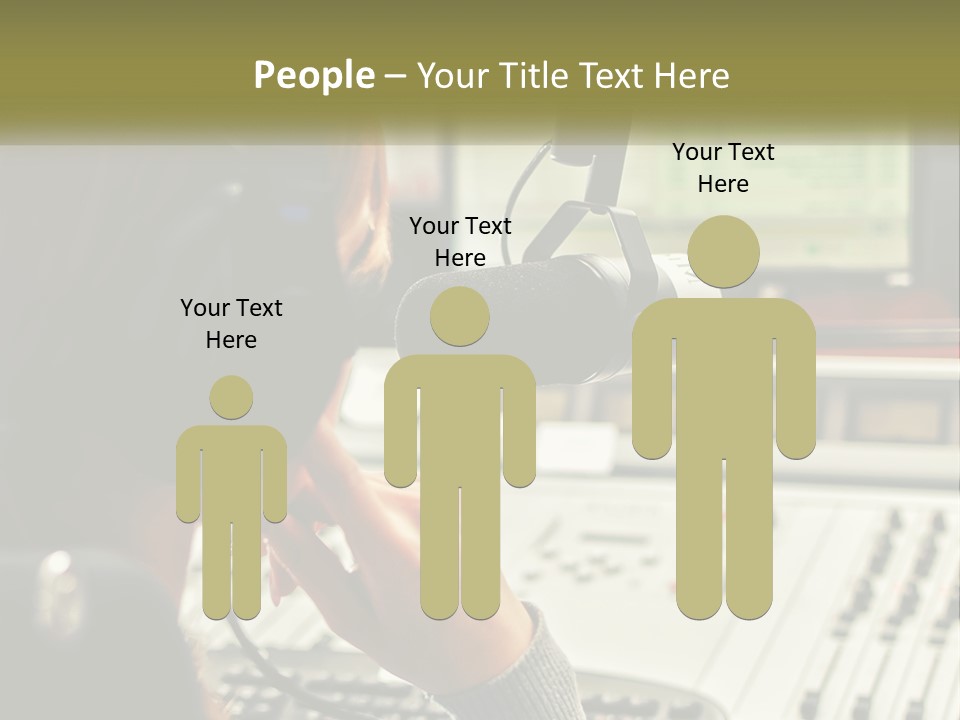 A Woman In A Recording Studio With Headphones On PowerPoint Template