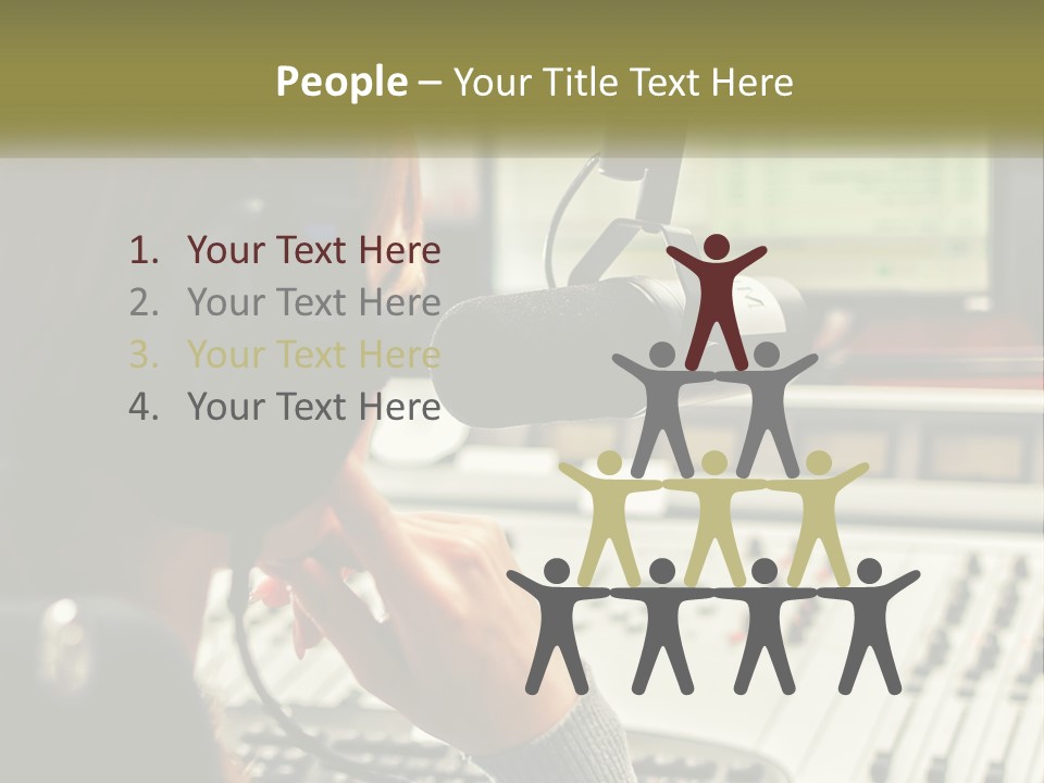 A Woman In A Recording Studio With Headphones On PowerPoint Template