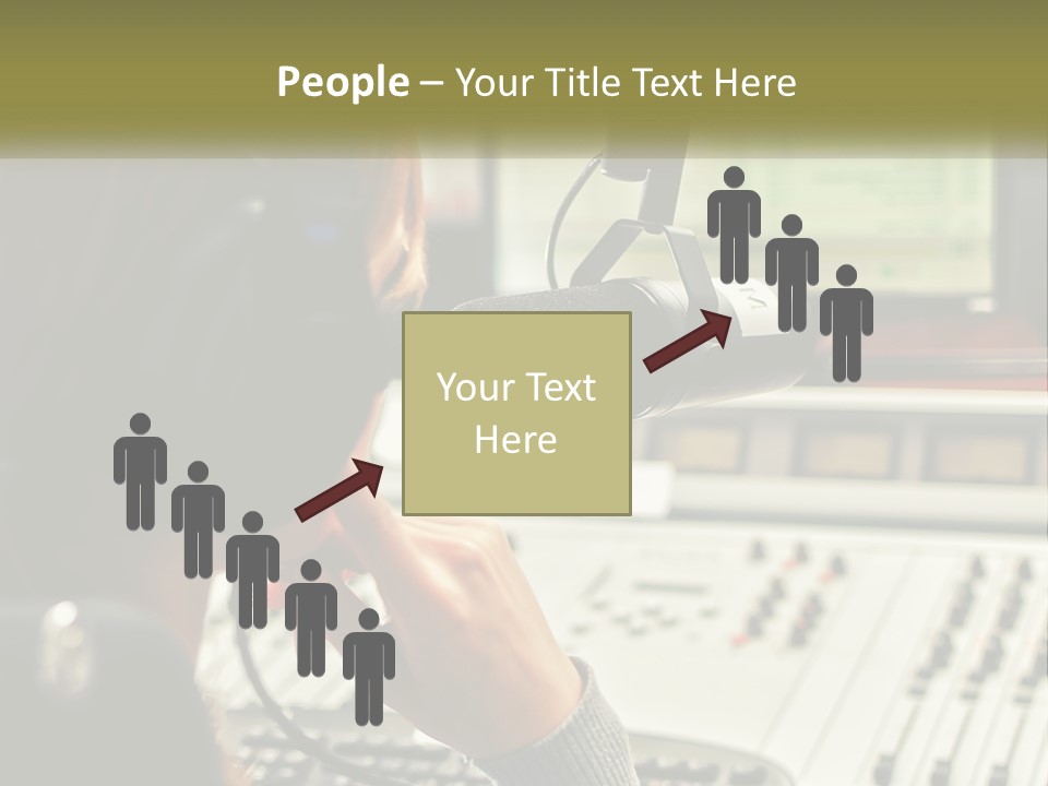 A Woman In A Recording Studio With Headphones On PowerPoint Template