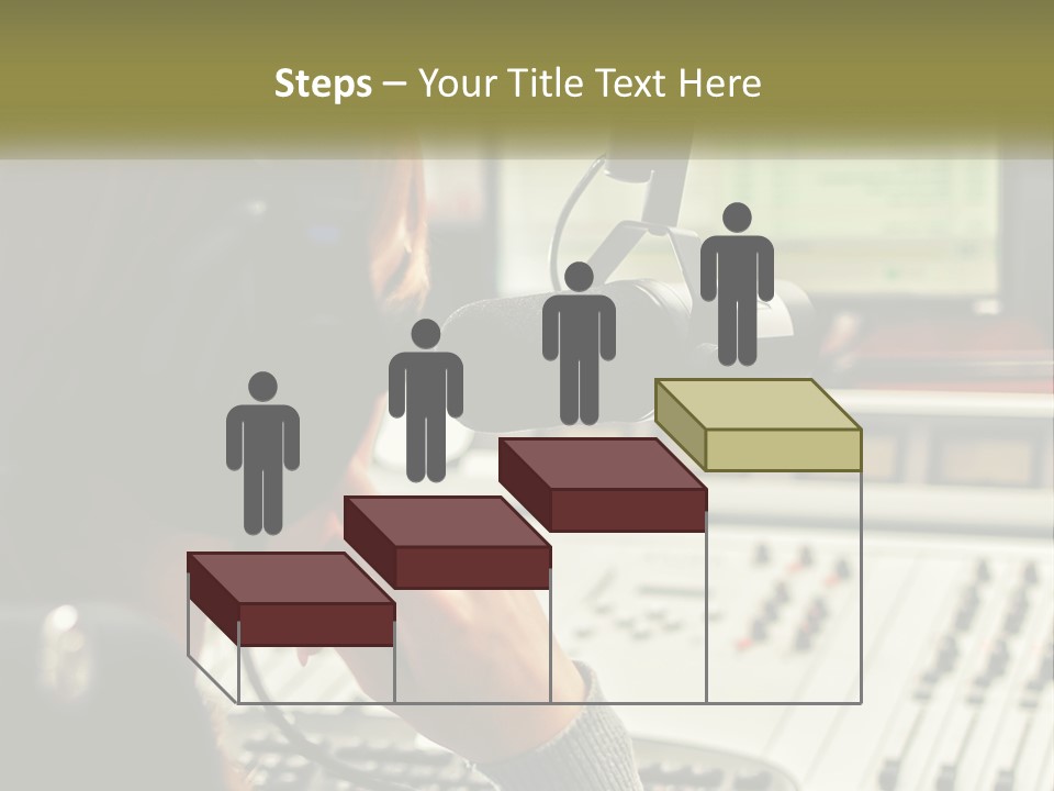 A Woman In A Recording Studio With Headphones On PowerPoint Template