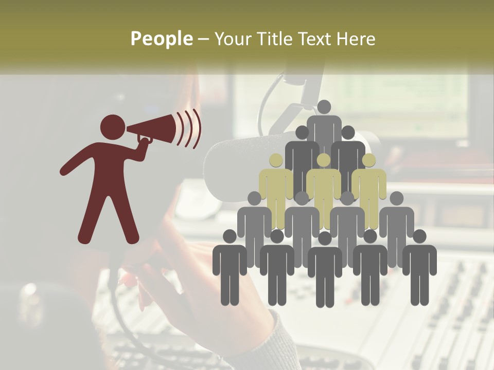 A Woman In A Recording Studio With Headphones On PowerPoint Template