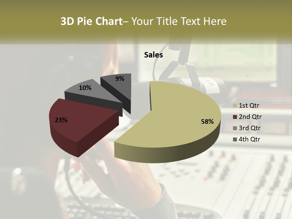 A Woman In A Recording Studio With Headphones On PowerPoint Template