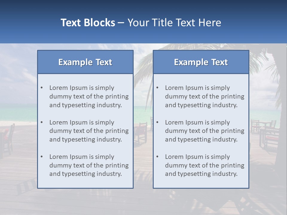 A Wooden Table With Red Chairs And A Palm Tree PowerPoint Template