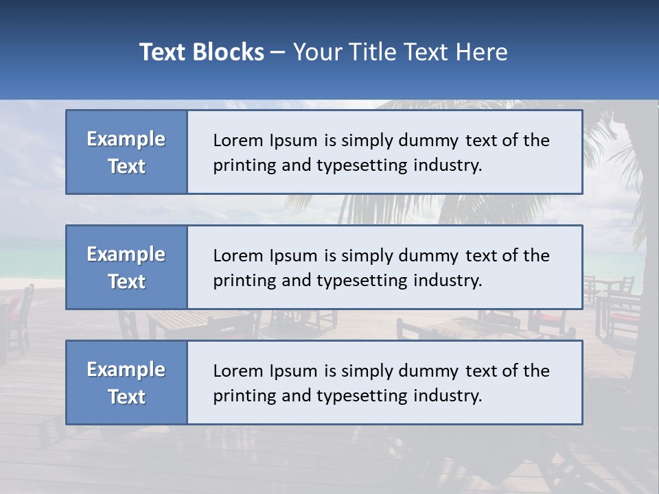 A Wooden Table With Red Chairs And A Palm Tree PowerPoint Template