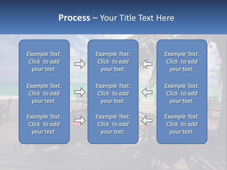 A Wooden Table With Red Chairs And A Palm Tree PowerPoint Template
