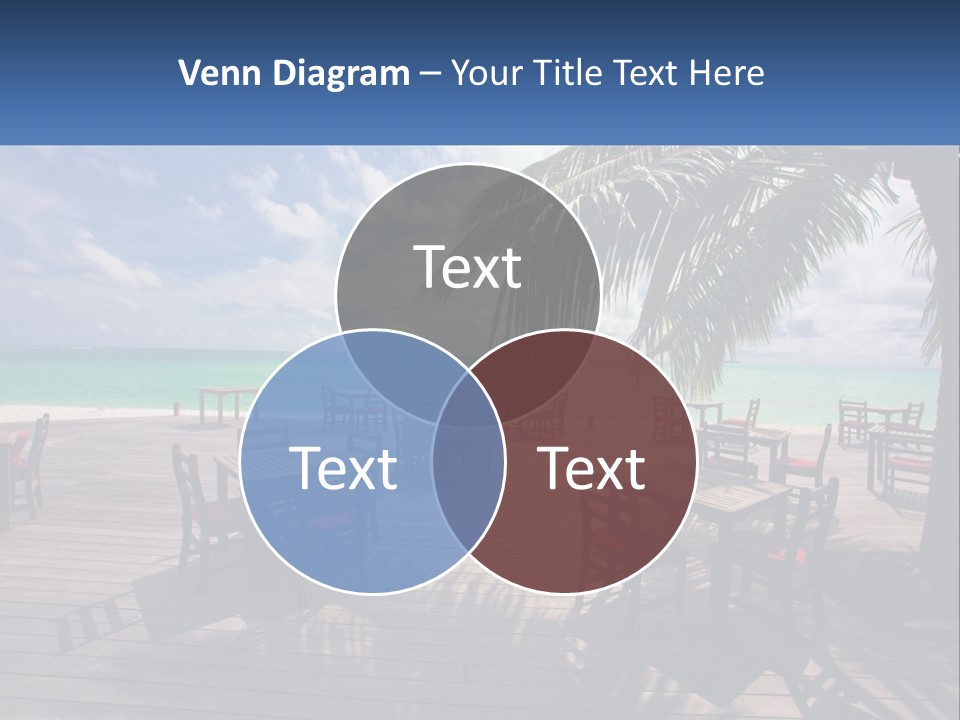 A Wooden Table With Red Chairs And A Palm Tree PowerPoint Template