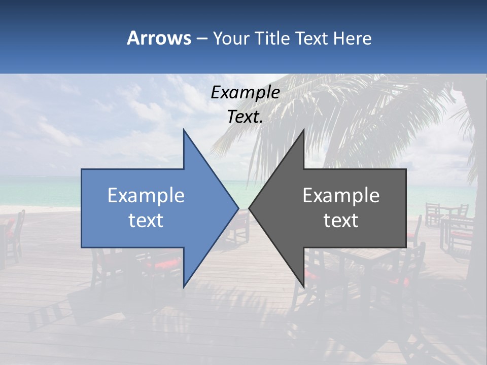 A Wooden Table With Red Chairs And A Palm Tree PowerPoint Template