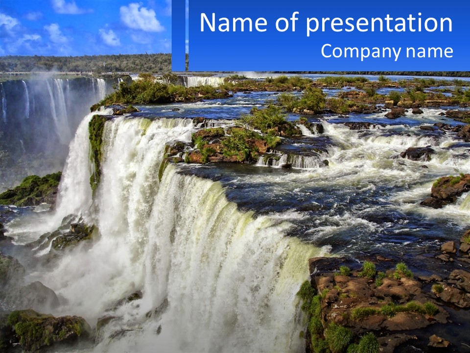 A Large Waterfall With Water Coming Out Of It PowerPoint Template