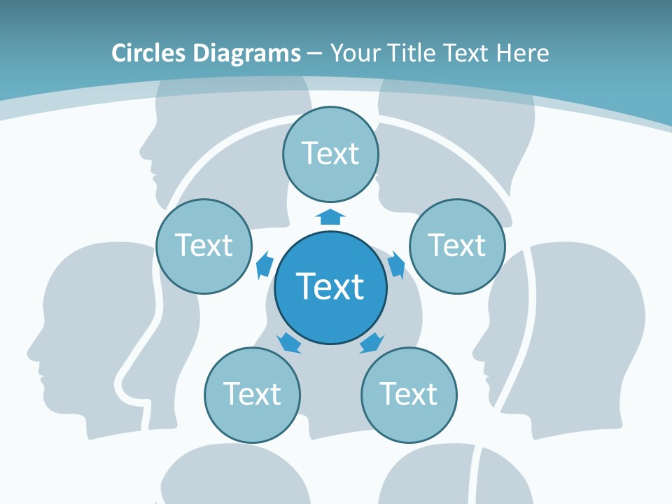 A Group Of People's Heads With A Blue Background PowerPoint Template