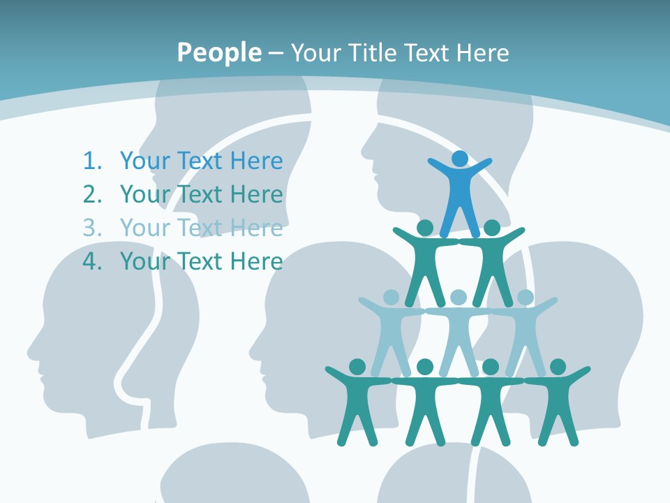A Group Of People's Heads With A Blue Background PowerPoint Template