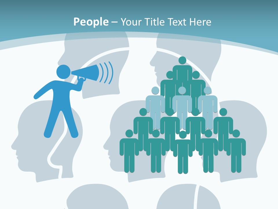 A Group Of People's Heads With A Blue Background PowerPoint Template