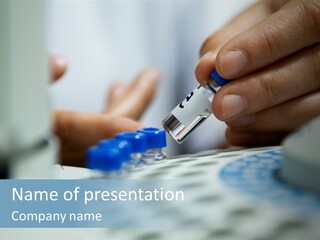 A Person Holding A Small Device In Their Hands PowerPoint Template