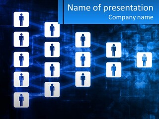 A Group Of People Standing In Front Of A Blue Background PowerPoint Template