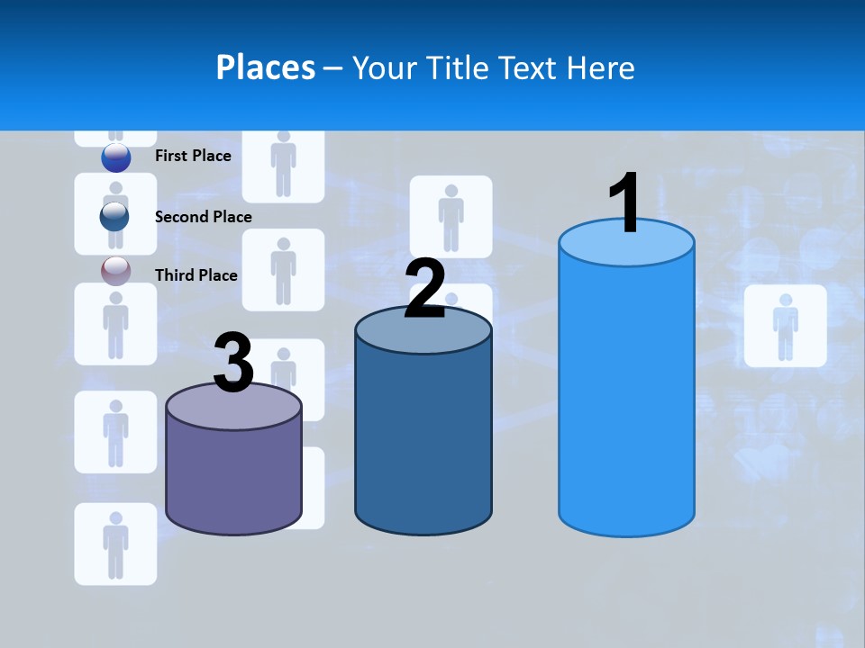 A Group Of People Standing In Front Of A Blue Background PowerPoint Template