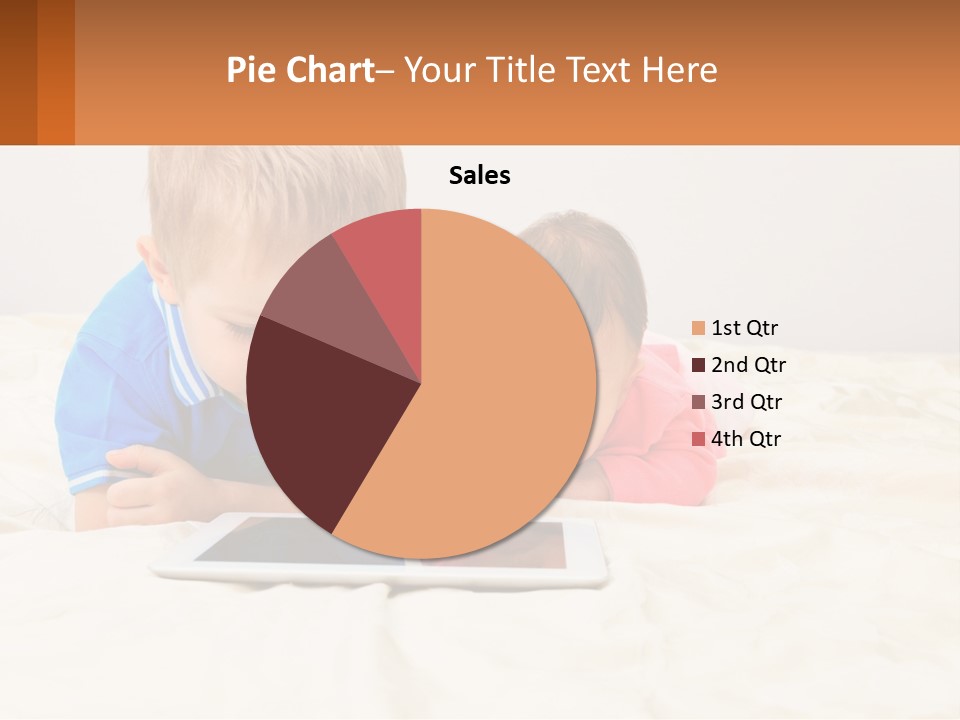 Two Children Laying On A Bed Playing With A Tablet PowerPoint Template