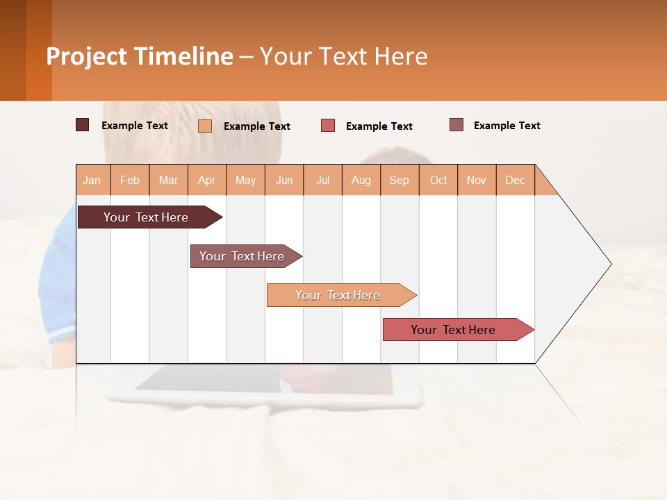 Two Children Laying On A Bed Playing With A Tablet PowerPoint Template