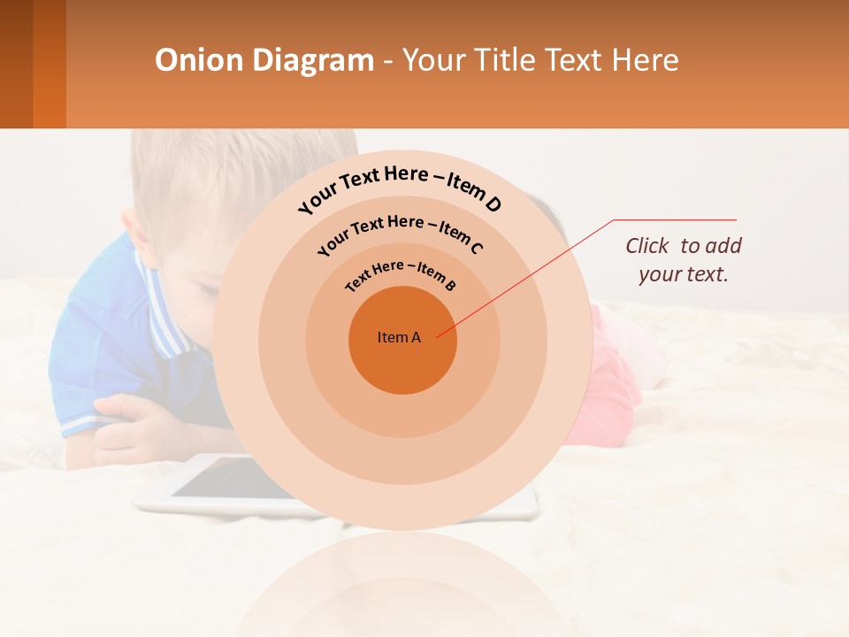 Two Children Laying On A Bed Playing With A Tablet PowerPoint Template