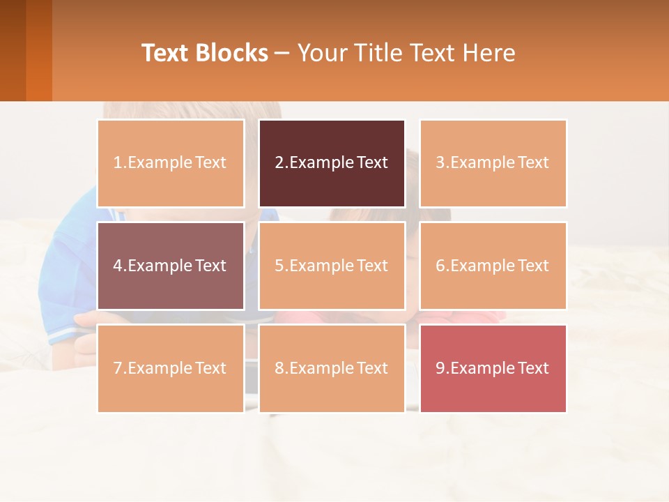 Two Children Laying On A Bed Playing With A Tablet PowerPoint Template