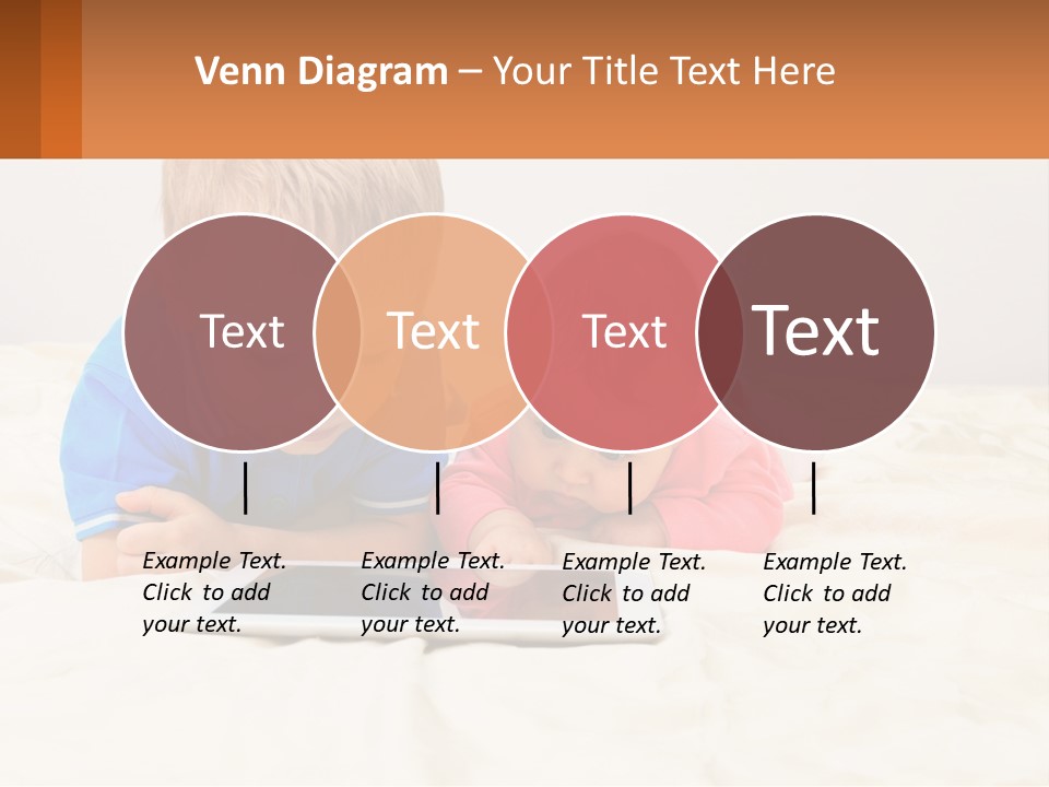Two Children Laying On A Bed Playing With A Tablet PowerPoint Template