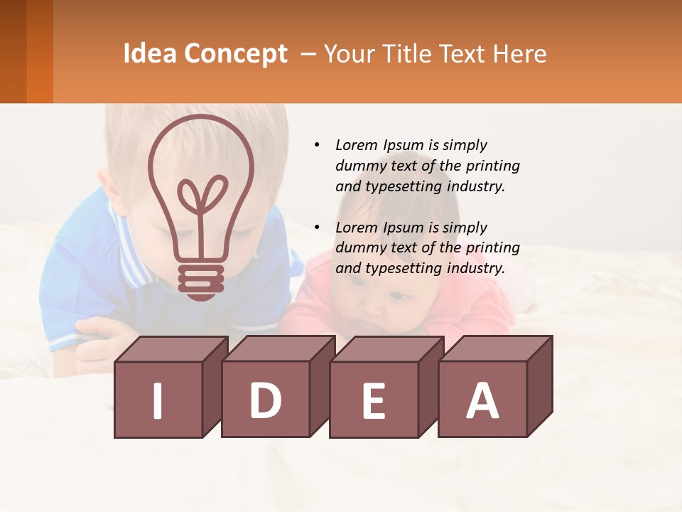 Two Children Laying On A Bed Playing With A Tablet PowerPoint Template